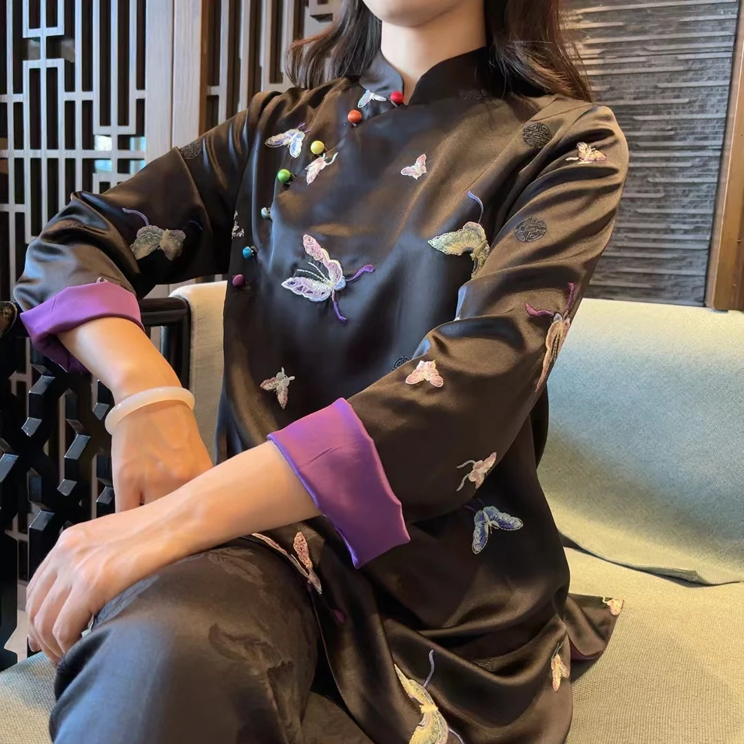 【依美之源】福蝶中式复古立领刺绣上衣