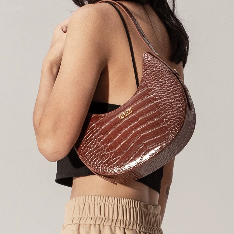 Bob Ore包宝澜 Naomi 鳄鱼纹新月包单肩腋下包可斜挎时尚小众女包