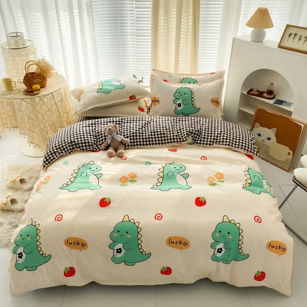 学生专用印花斜纹磨毛小清新亲肤三件套四件套