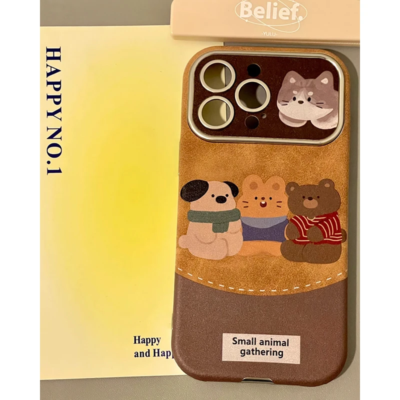 有范壳三只小猫磨砂适用iPhone15手机壳14/16promax苹果13大视窗
