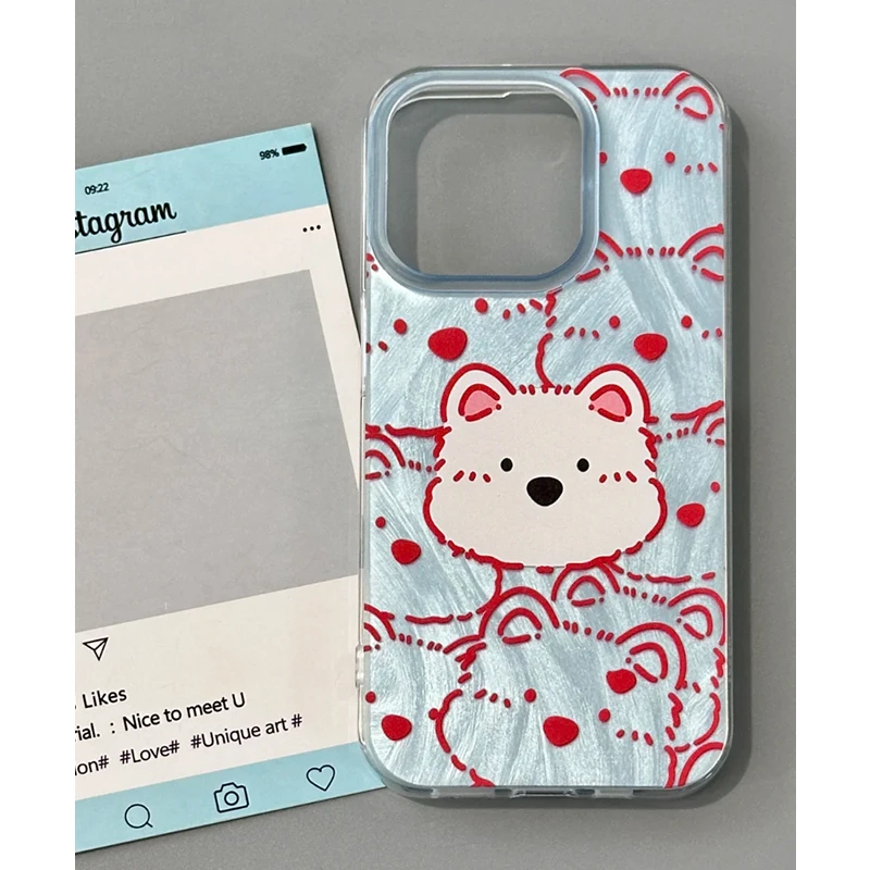 雅天立ins线条西高地适用苹果16手机壳iPhone15华为vivo小米oppo