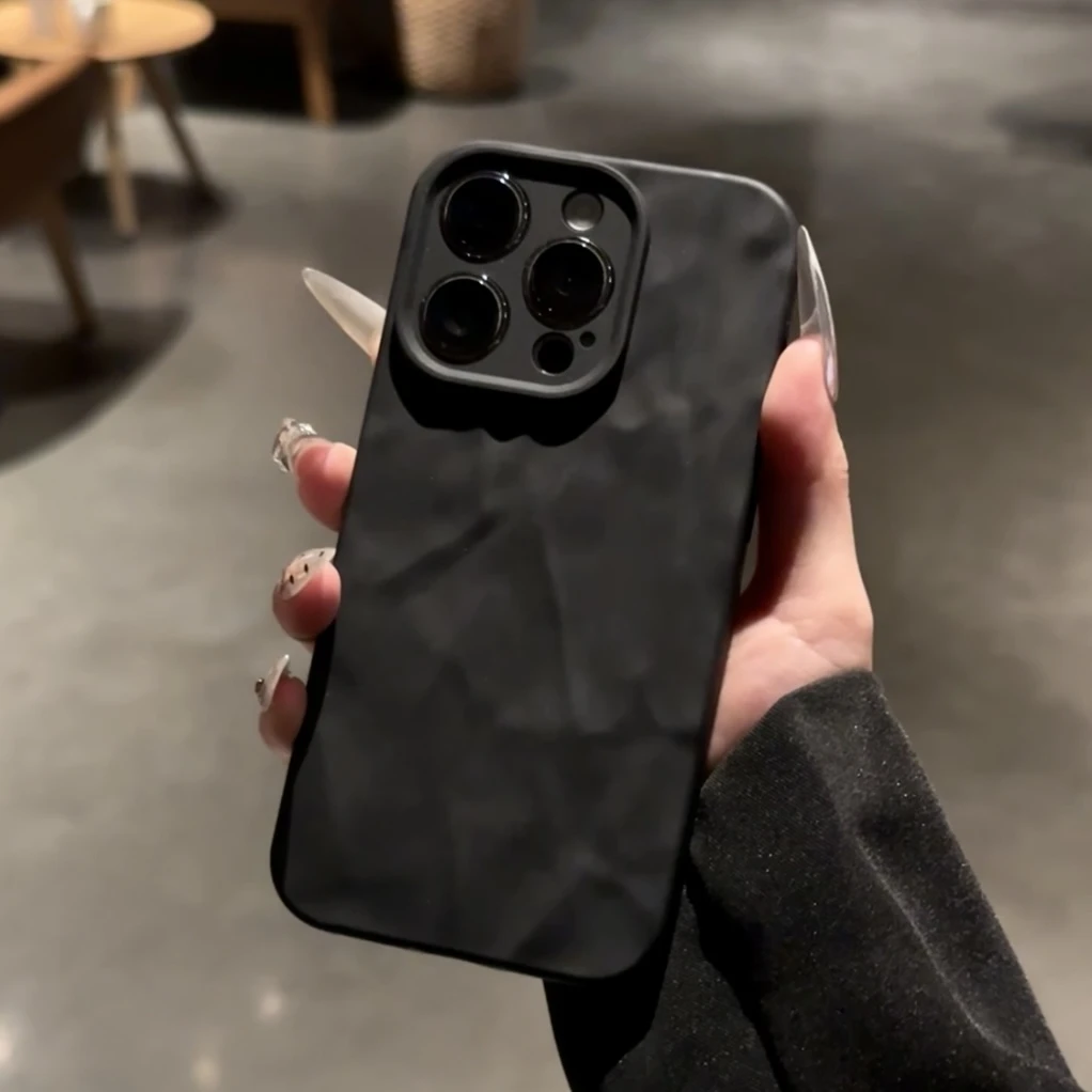 雅天立多巴胺纯色褶皱适用苹果16pro手机壳15/14全包13/11XS/XR软