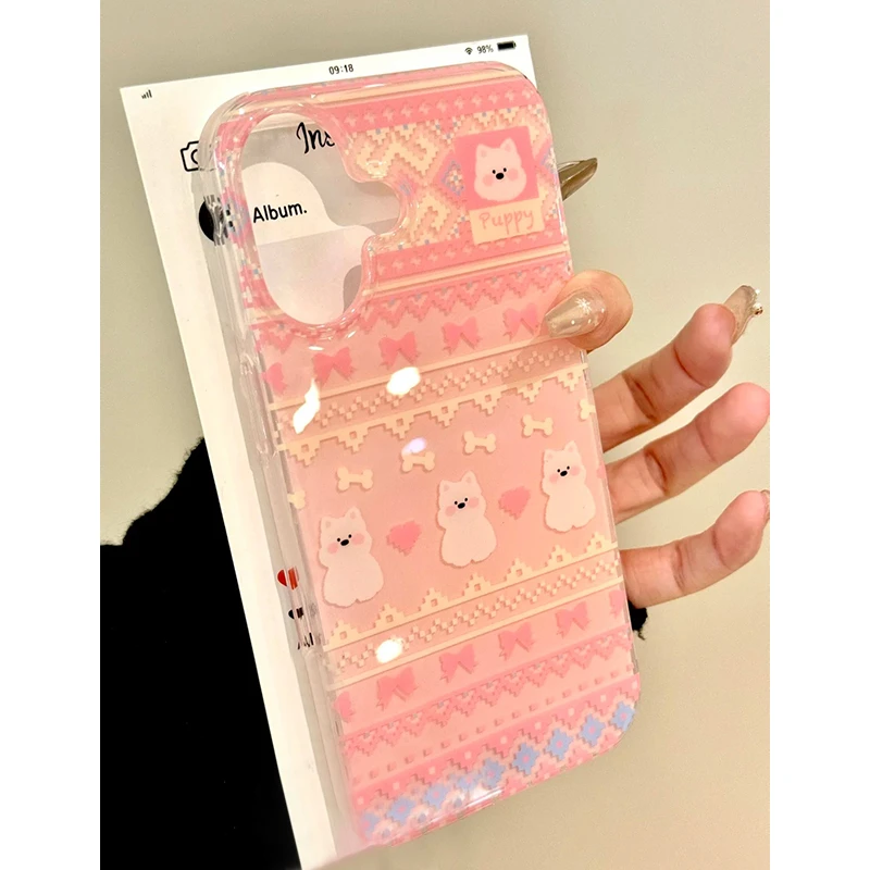 ins韩系粉色西高地适用iPhone苹果16手机壳13/15华为vivo小米oppo