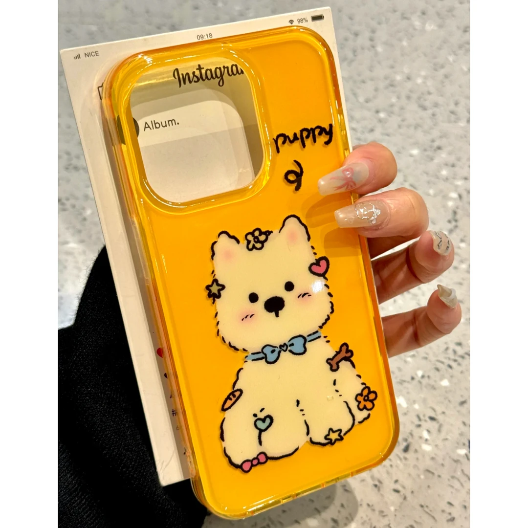 雅天立个性黄底西高地适用苹果15promax手机壳iPhone16/14透12软