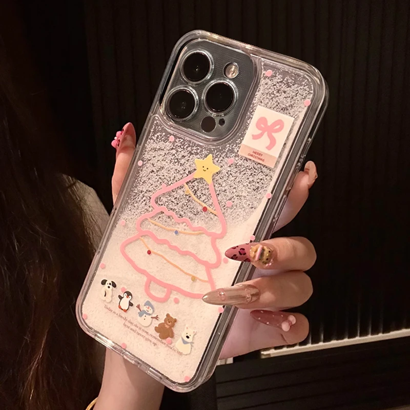 雅天立少女粉圣诞树适用iphone16新款15手机壳华为vivo小米oppo套