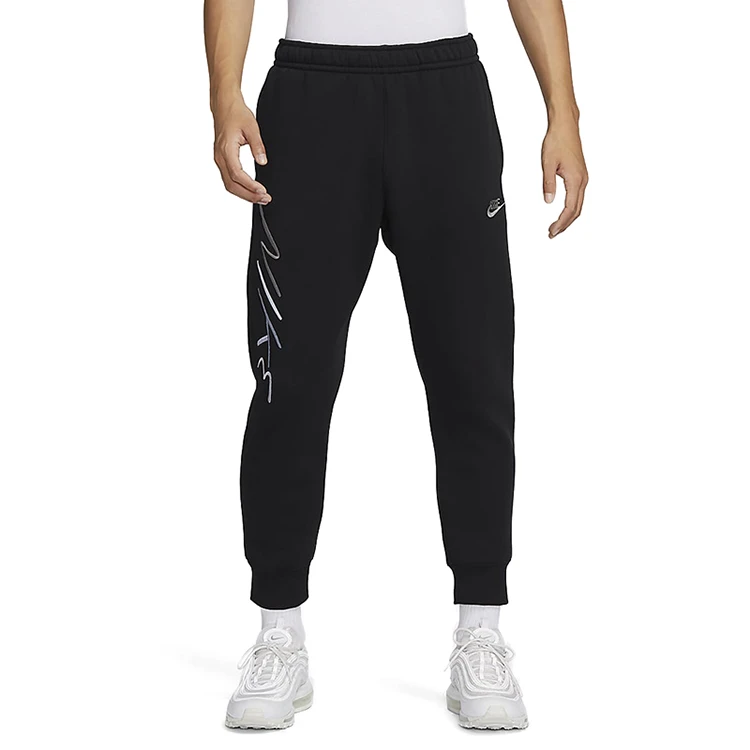 【天环NK专享】Nike/耐克印花系带休闲加绒针织运动裤男黑FB7479010