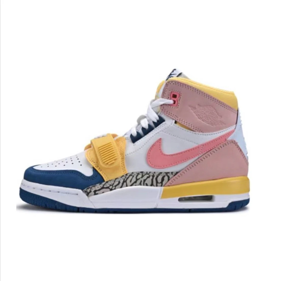 Nike/耐克Air Jordan 312 复古拼接高帮篮球鞋GS白粉色FD9909161