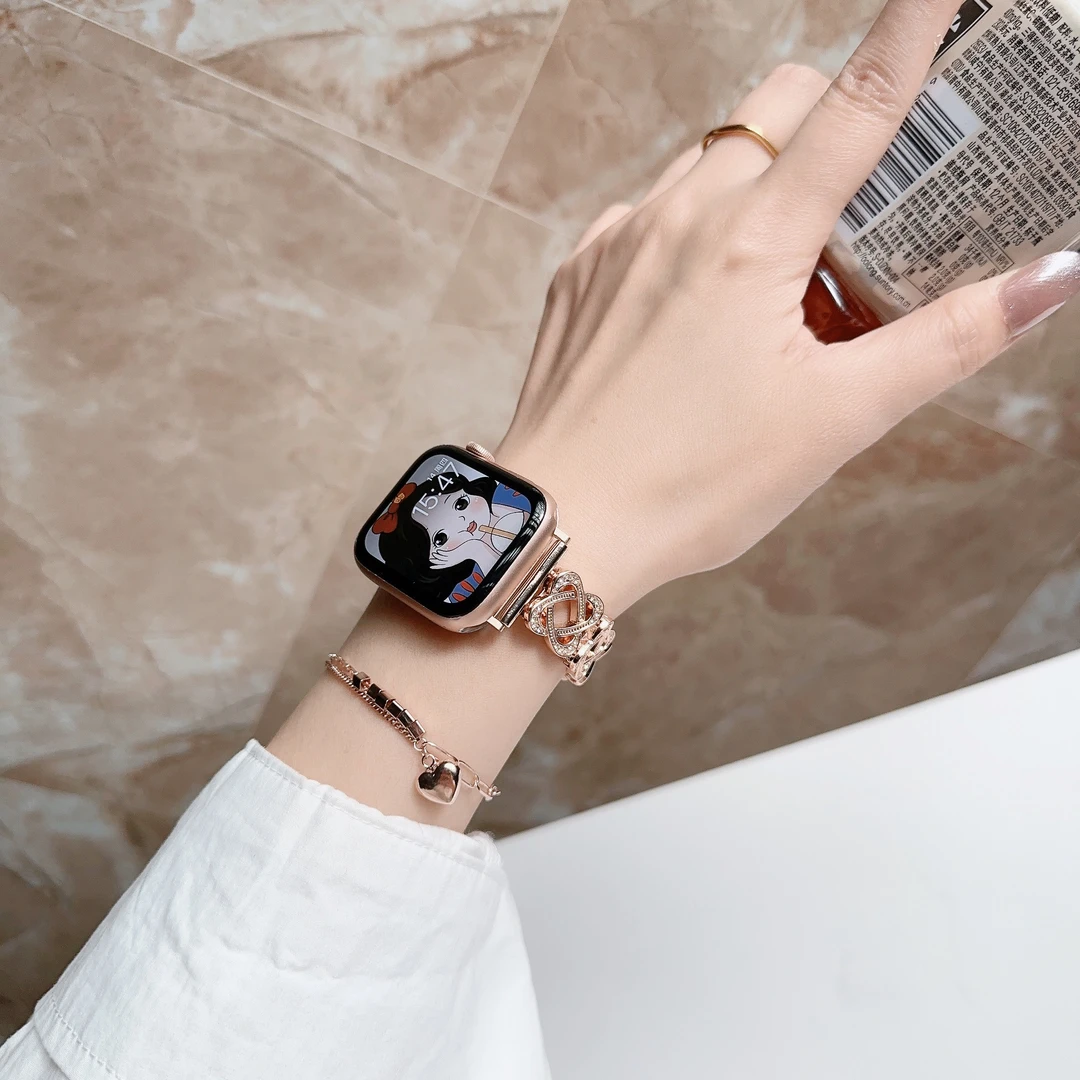 适用iwatch10表带新款金属苹果手表手表带女生小众手链夏天女款表
