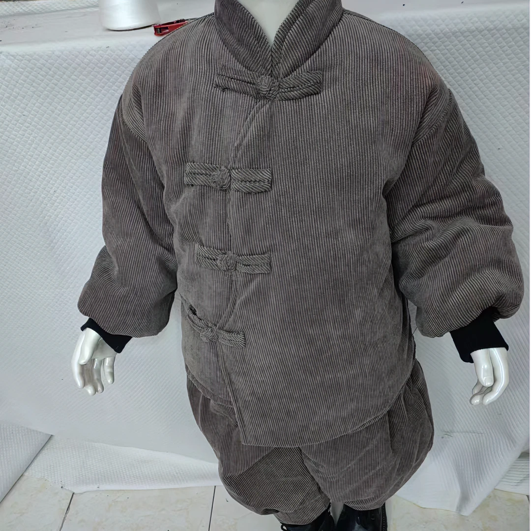 薄款儿童棉衣加绒中国风秋冬复古女童男童宝宝长款中式冬款男宝