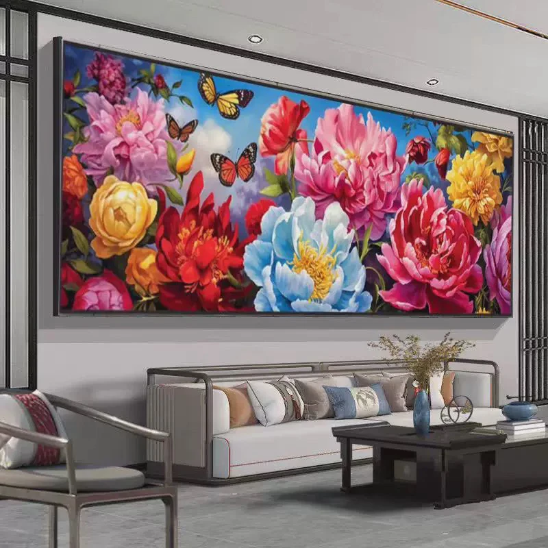 1.7米纯手工绣好的十字绣成品654千重红锦装饰画