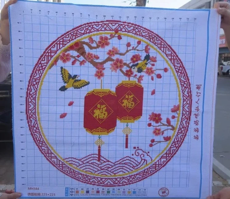 纯手工绣好的十字绣成品344灯笼福装饰画