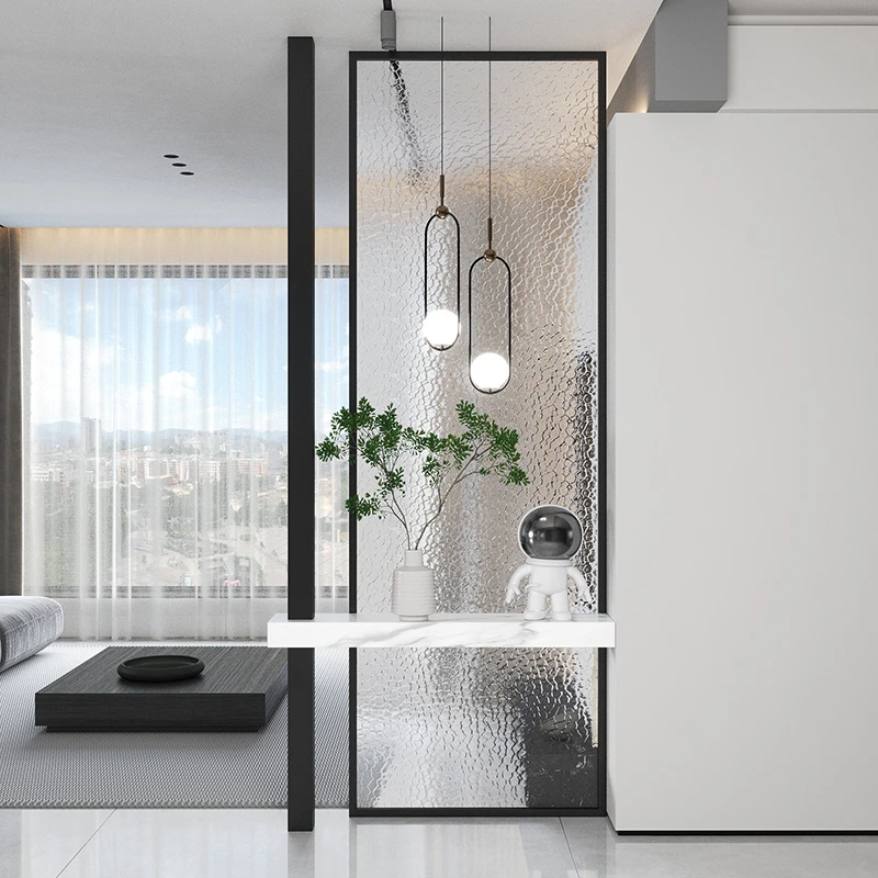 轻奢超白钢化玻璃屏风用于客厅入户玄关轻奢装饰屏风隔断