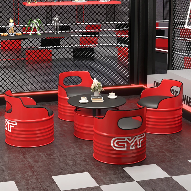 工业风油桶桌椅奶茶店咖啡厅商用网红酒吧清吧休闲卡座沙发组合潮