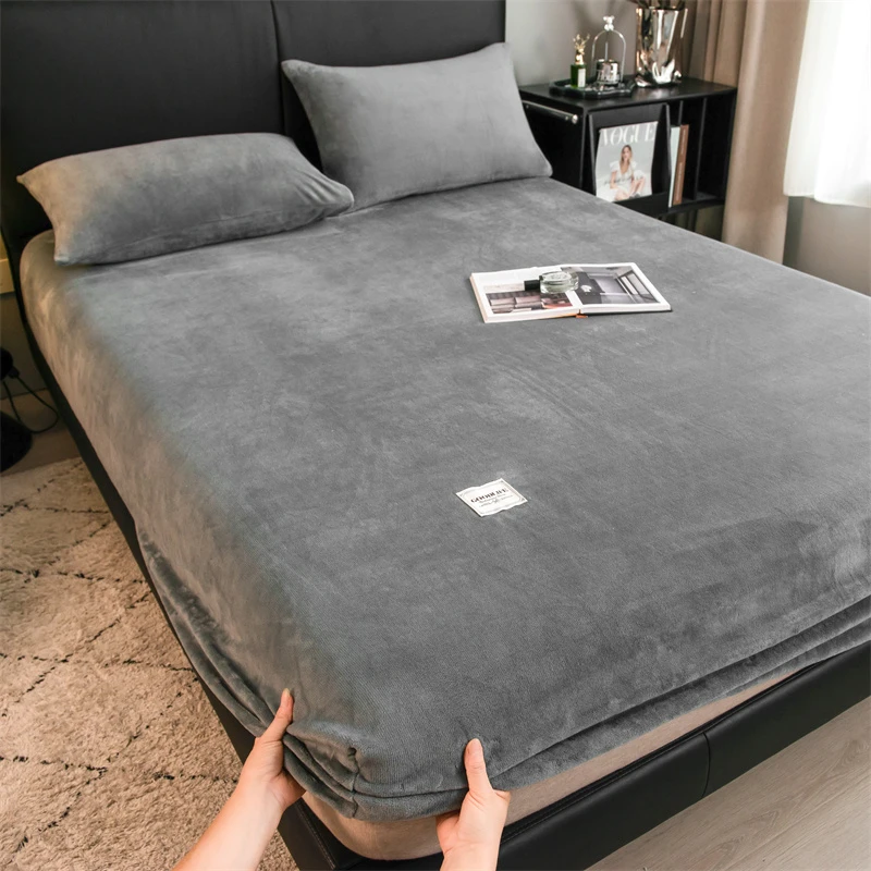 牛奶绒加厚床笠单件席梦思全包床罩加绒床垫保护套水晶绒防滑床单