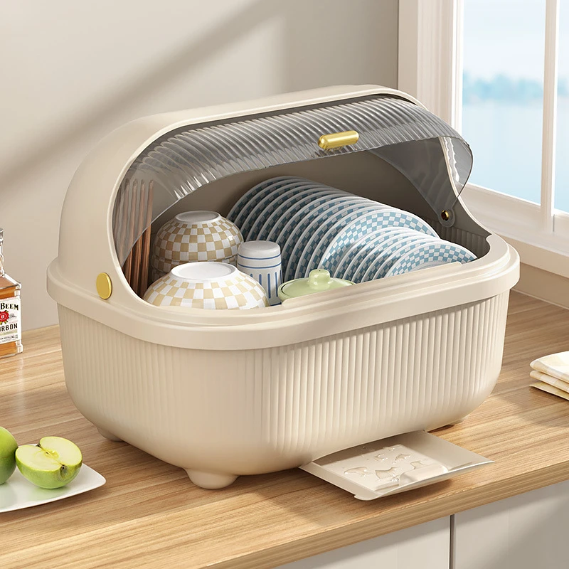 碗筷双层沥水架厨房家用特大号多功能防尘碗碟刀叉置物架带盖架