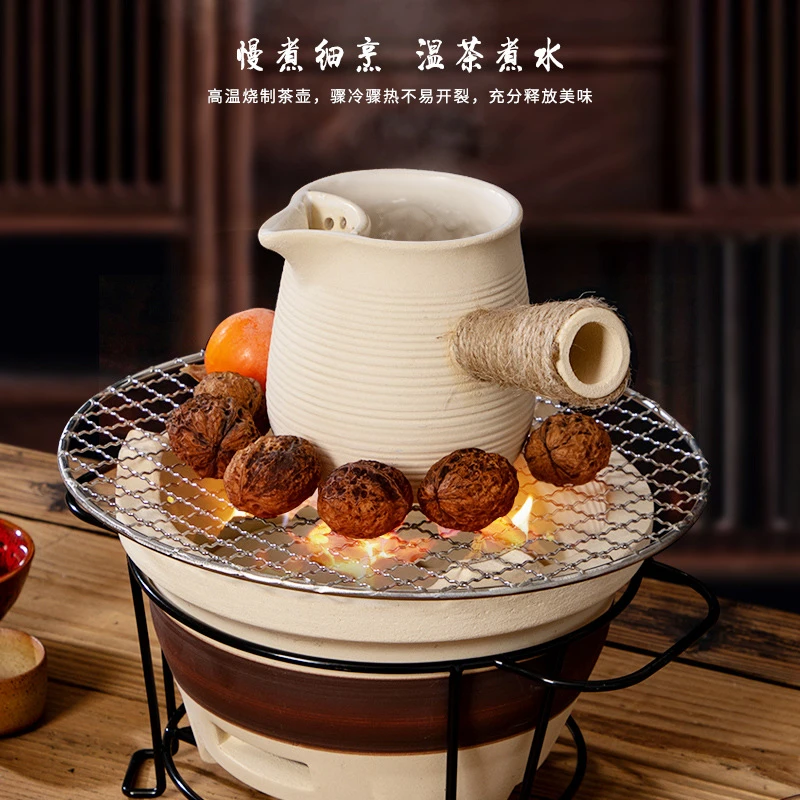 煮水手冲茶壶煮茶组家用陶瓷便携式纯钛烤奶茶具烤奶壶罐壶钛合金