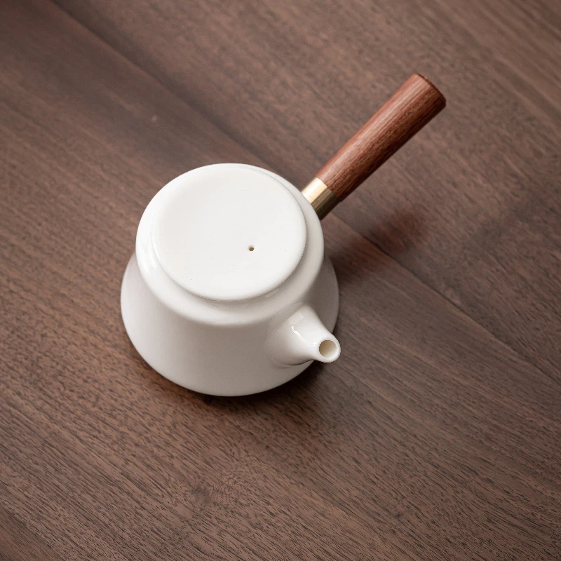 复古家用分茶壶创意侧把茶壶侧把壶陶瓷日式大号纯钛机车壶烤奶壶