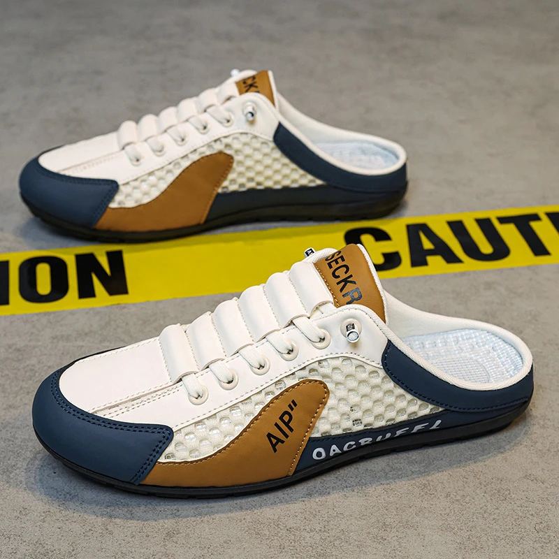 【成功男士驾车鞋】夏季新款一脚蹬男鞋轻便透气防臭网面鞋休闲半托