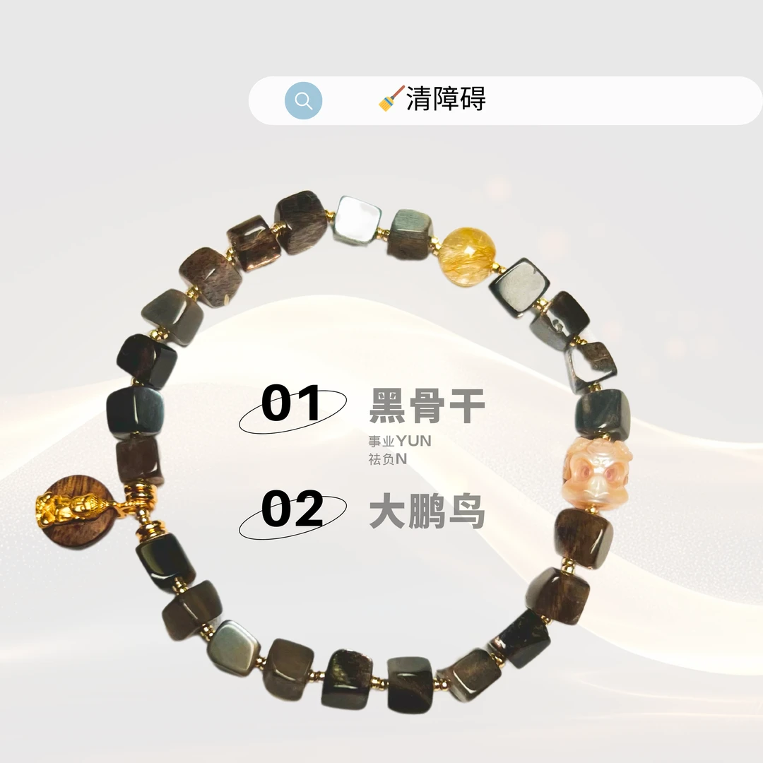 清Z碍黑骨干大鹏手链【十三娘灵宝】