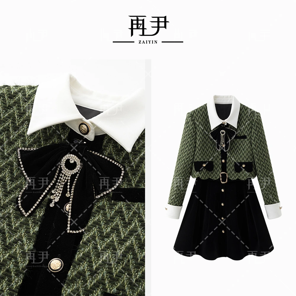 【抹茶星冰乐】新款秋冬减龄时尚百搭高级气质连衣裙G24DT120988