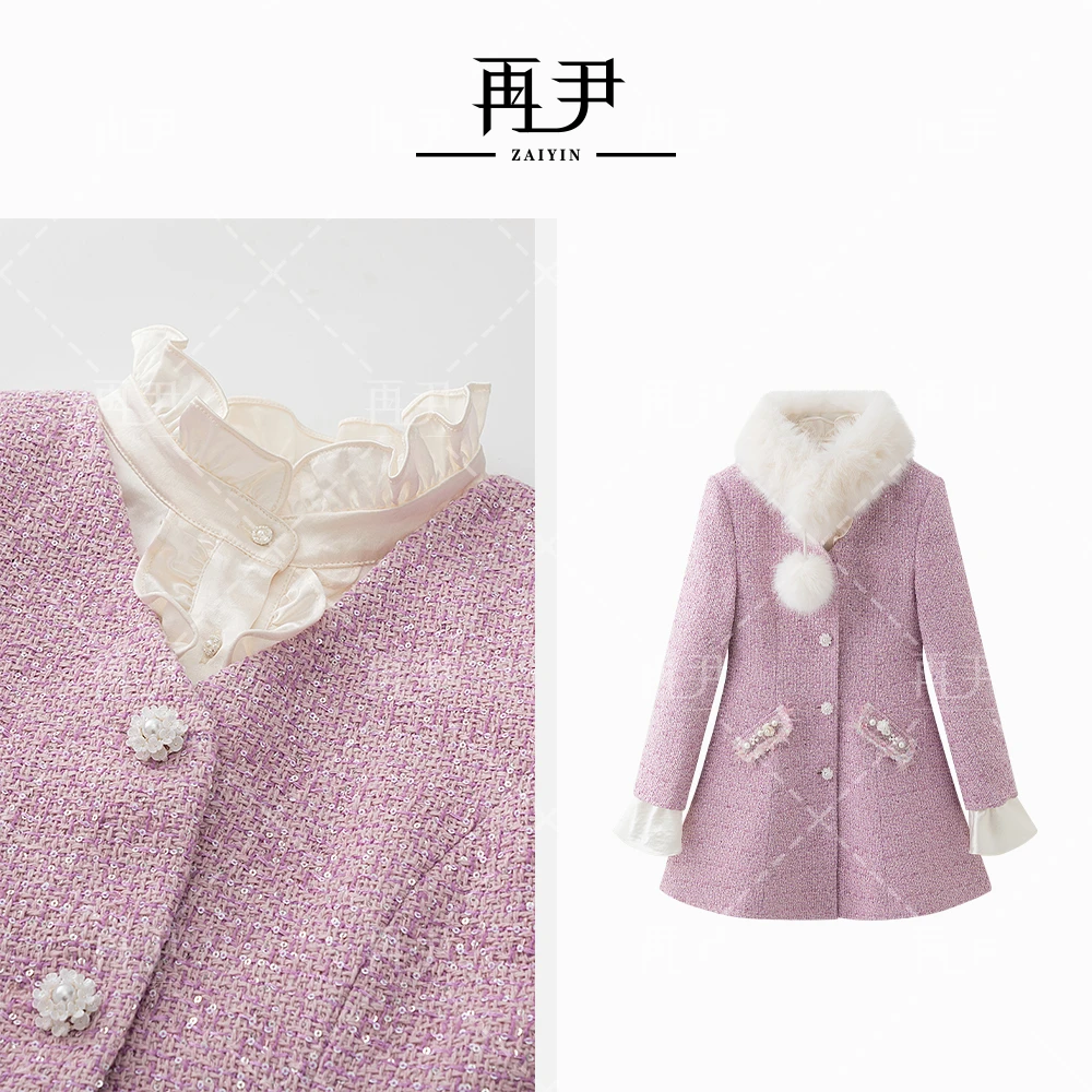 【紫韵绮梦】小众设计师定制时尚气质长袖洋气羽绒外套GY24DT121150