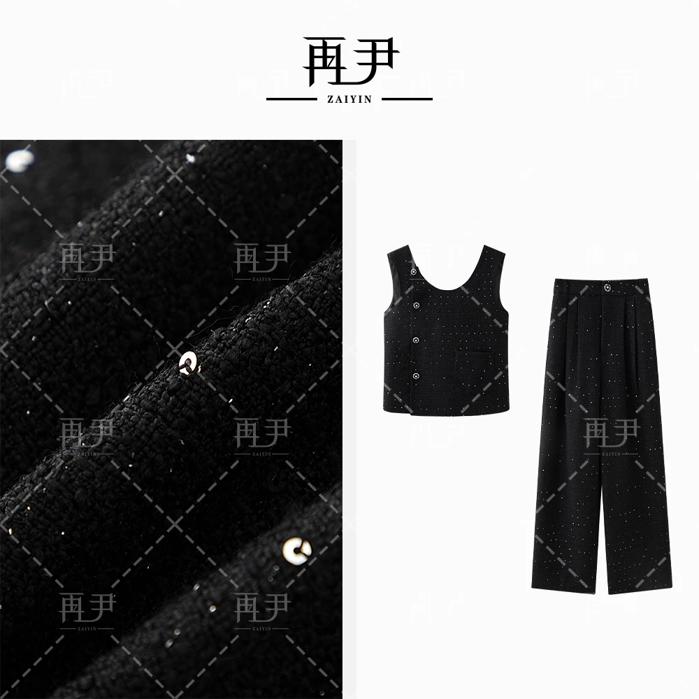 【晚舟雾雨】小众设计师定制轻奢时尚气质女士减龄套装G24DT011061