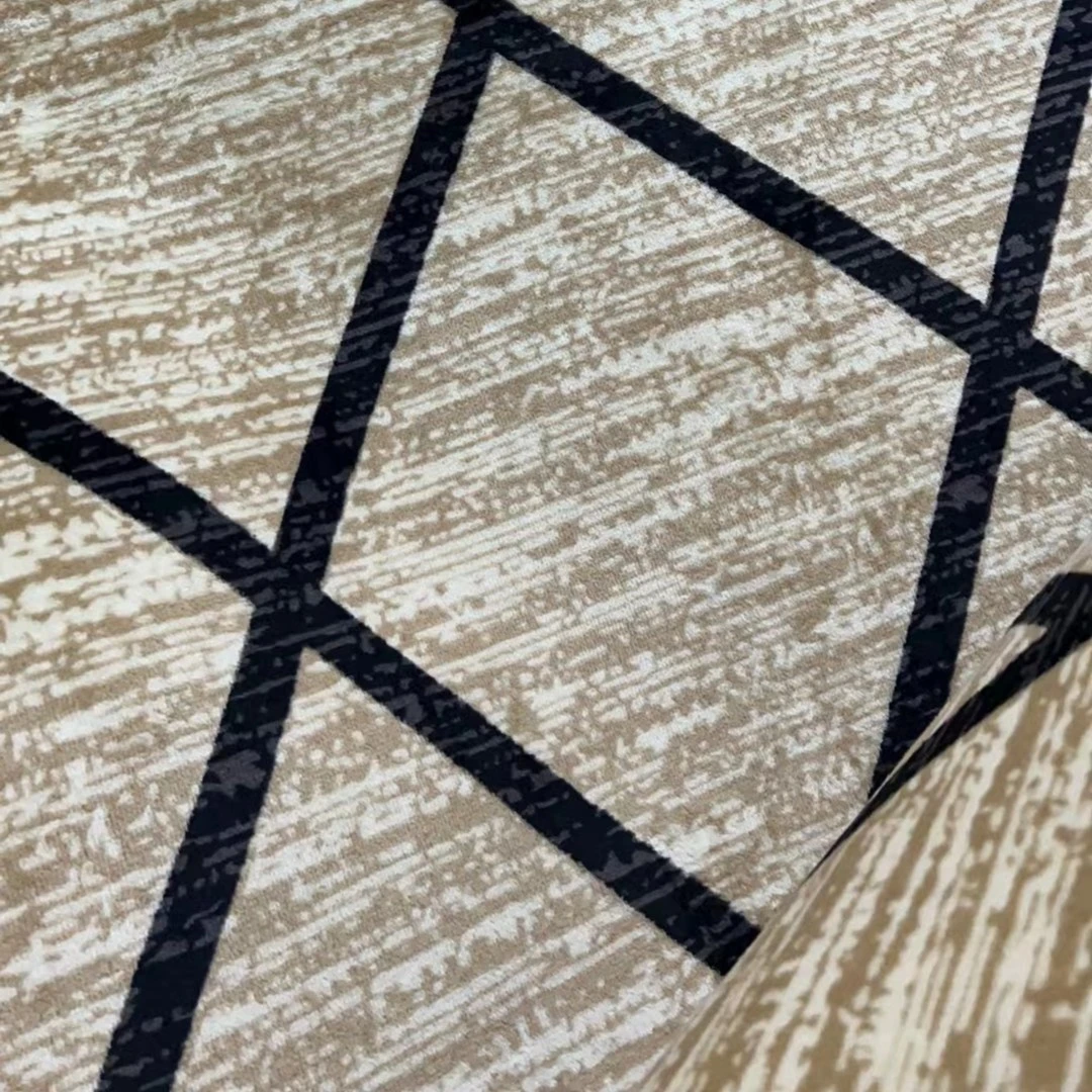 2*3约 咖底黑线条  微瑕 法兰绒 家用地毯客厅  美式条纹