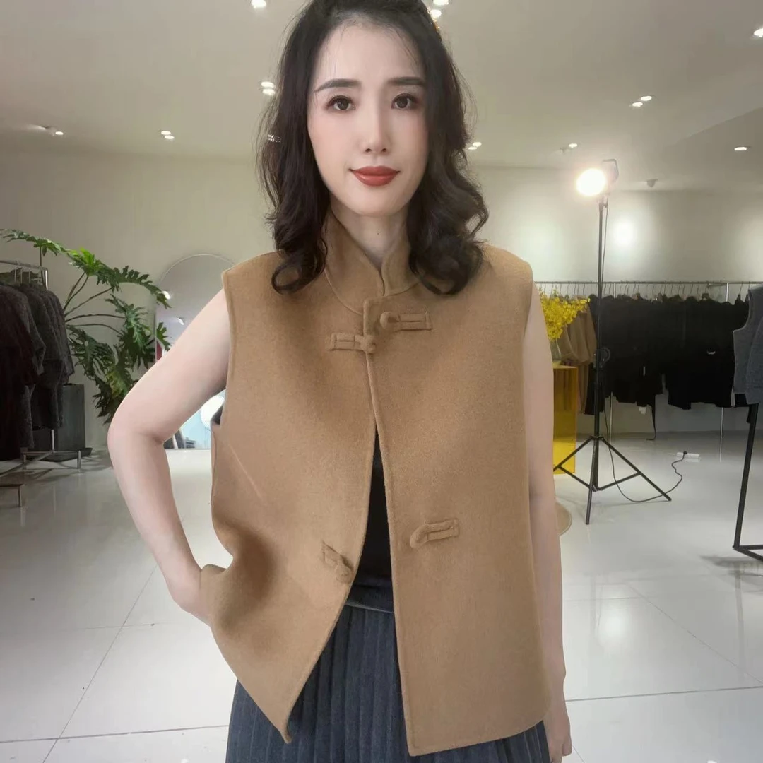 【赛姐高奢】2024秋季新款浅驼色国风开衫马夹9105