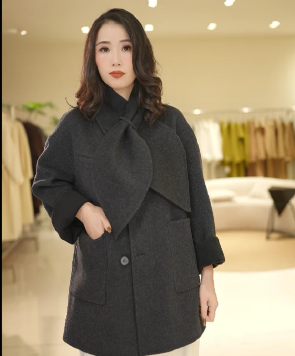 【赛姐高奢】设计高级感双面呢羊绒大衣羊毛1635