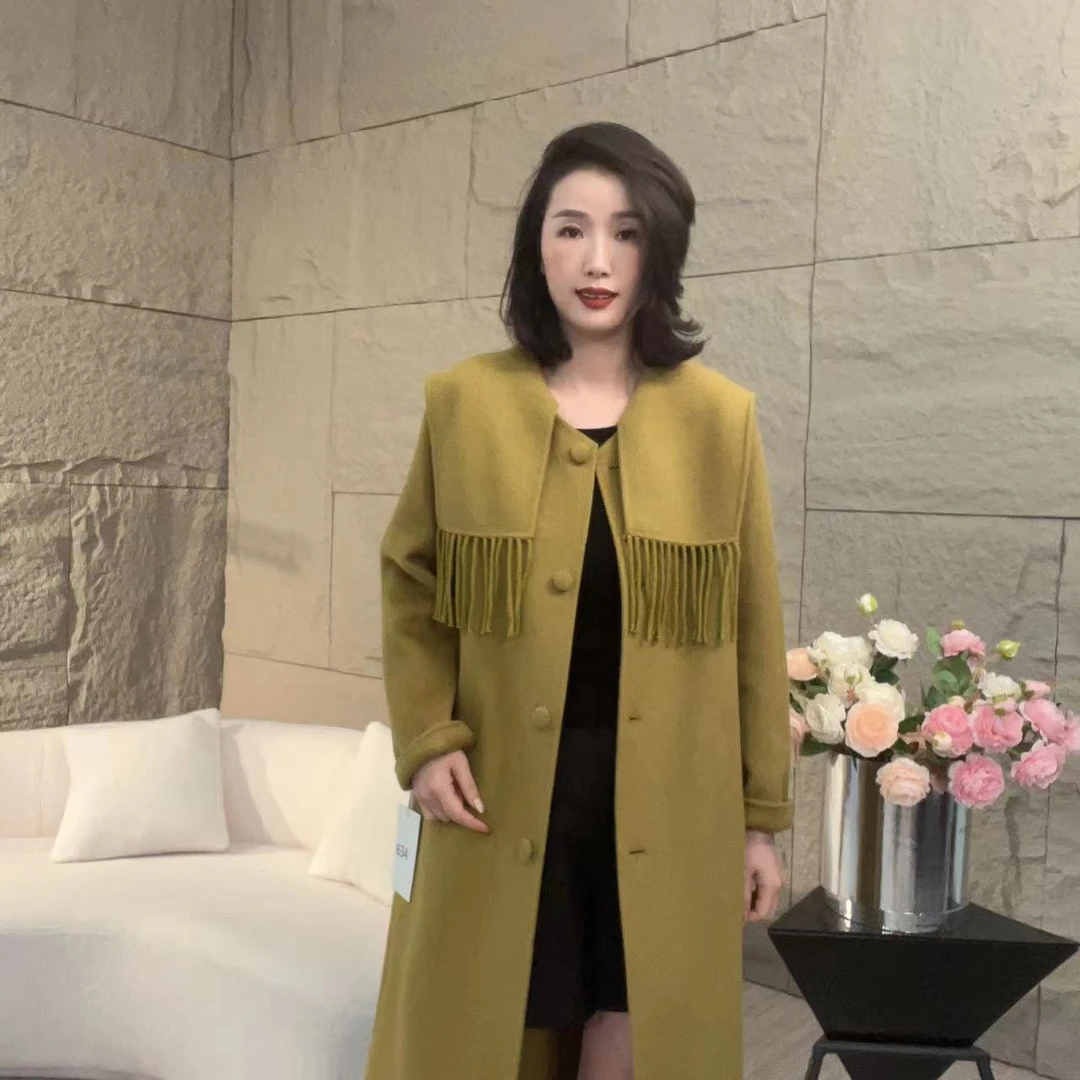 【赛姐高奢】设计高级感双面呢羊绒大衣单排扣羊毛大衣163