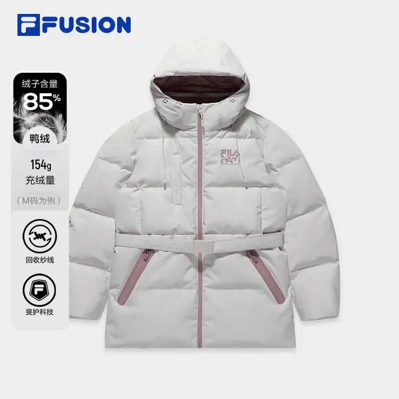 FILA斐乐潮牌女子冬季百搭厚实鸭绒保暖羽绒服外套T11W448903F