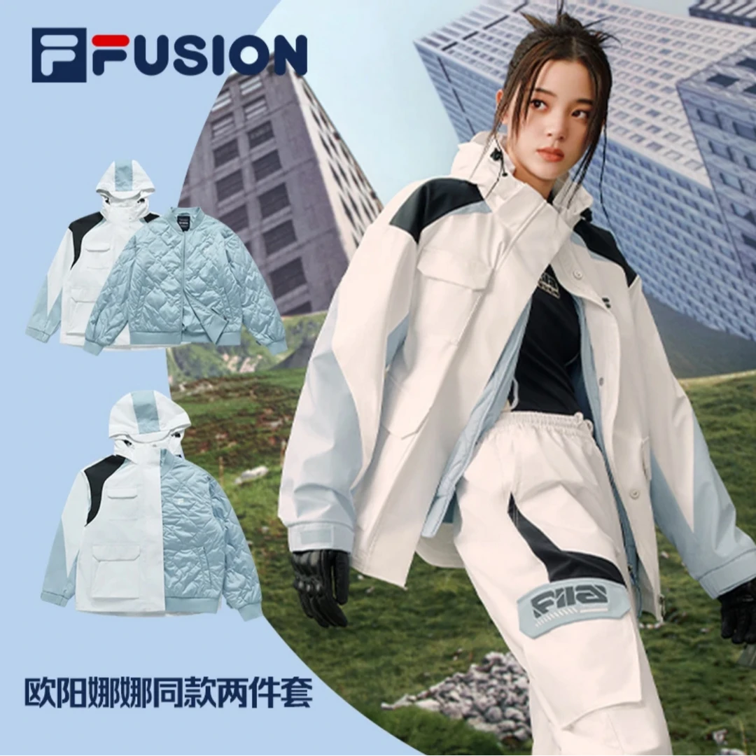 【秋季新品】FILA斐乐女装潮牌两件套24连帽户外防水外套T11W411903