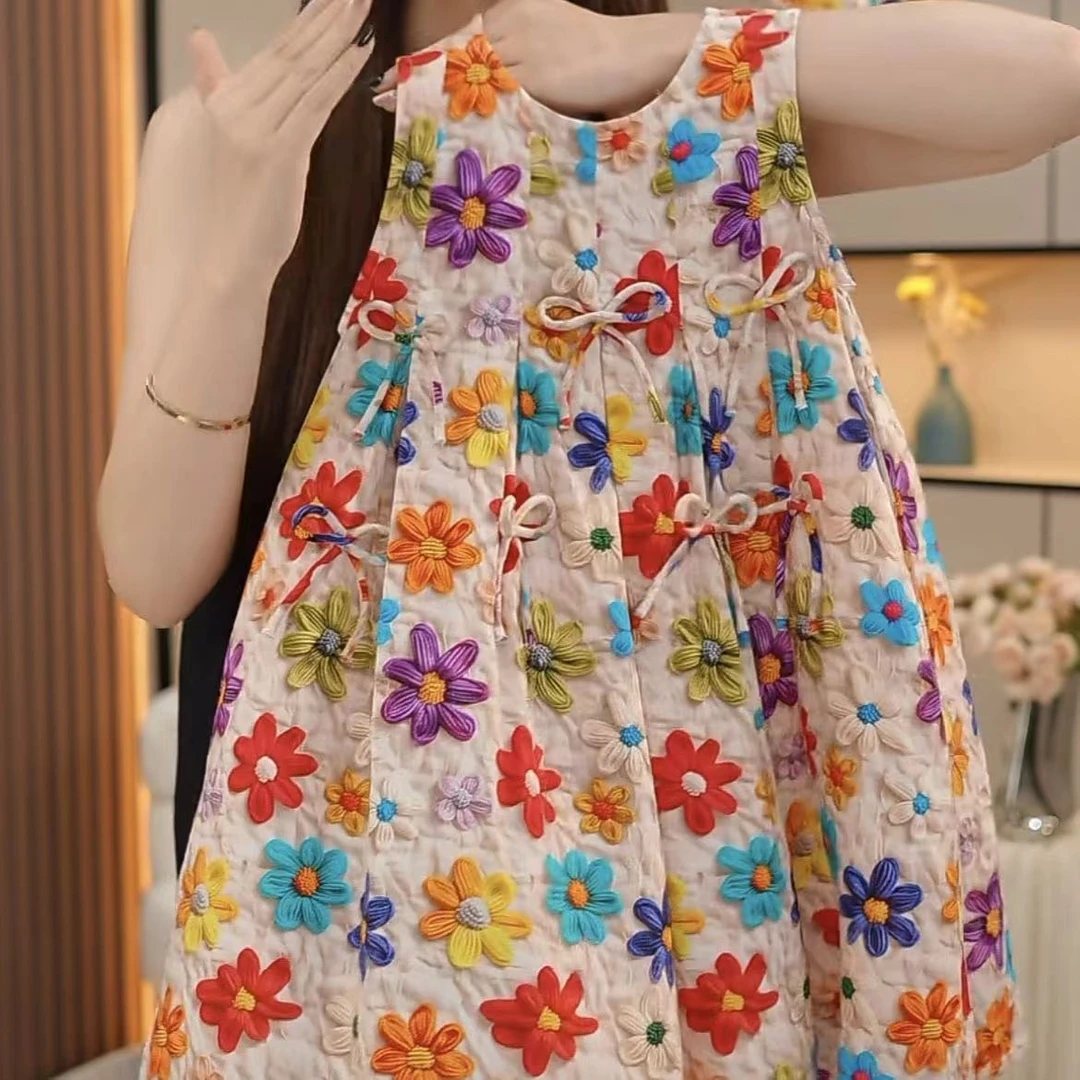 女童碎花连衣裙2024新款洋气夏季薄款公主网红甜美宝宝女童连衣裙