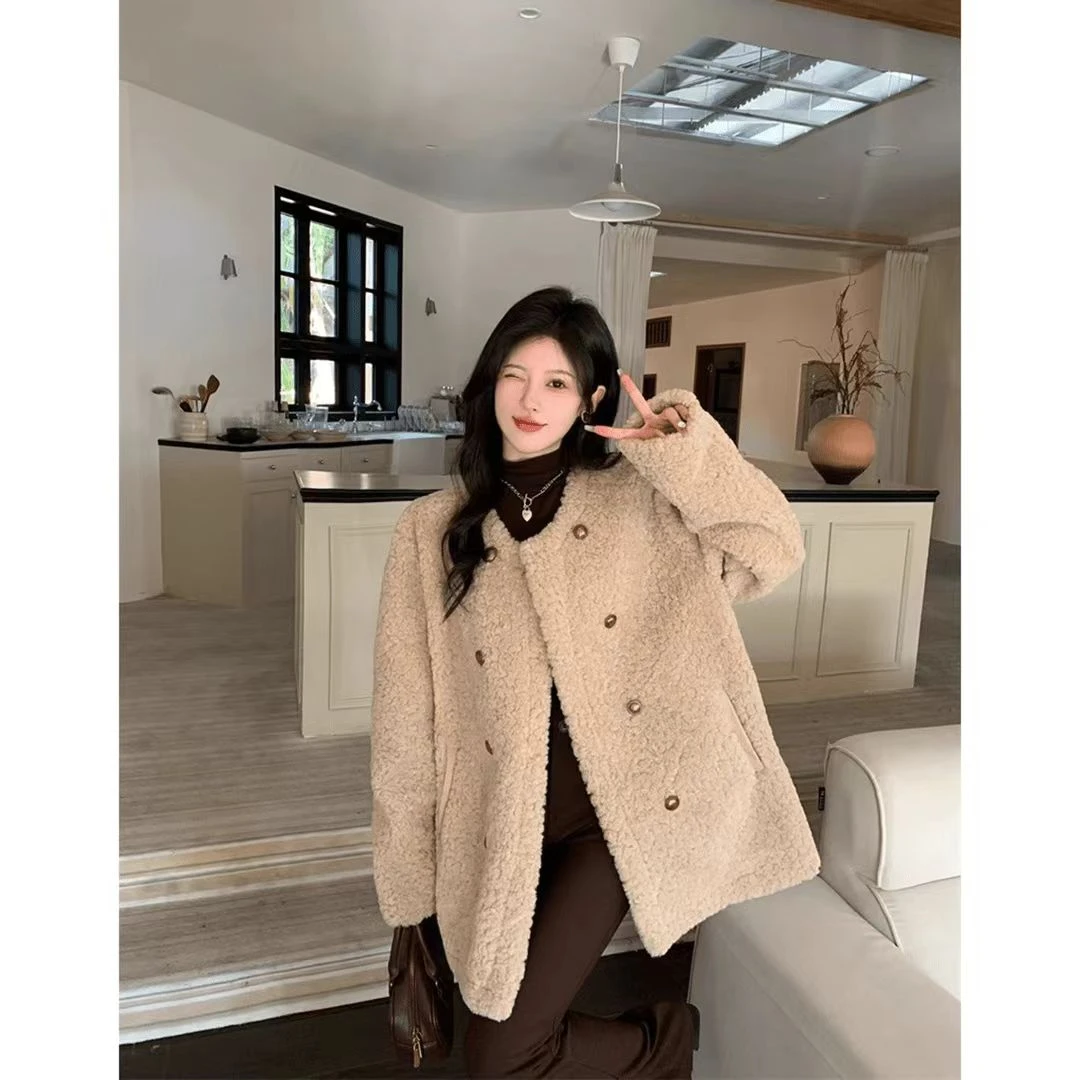 2024秋冬新款时尚百搭设计师新款短款羊毛外套