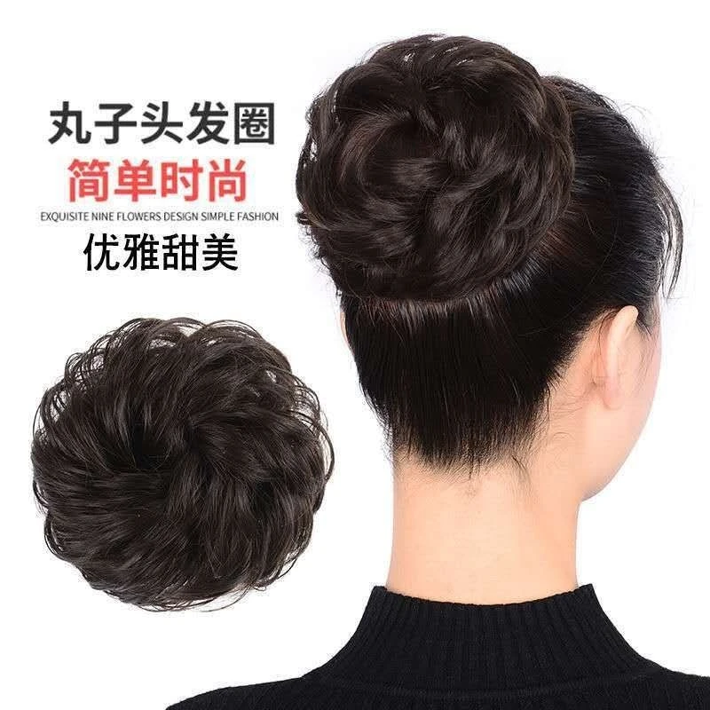 假发发圈短发头饰女自然蓬松丸子头卷发包仿真盘发器扎头发花苞头