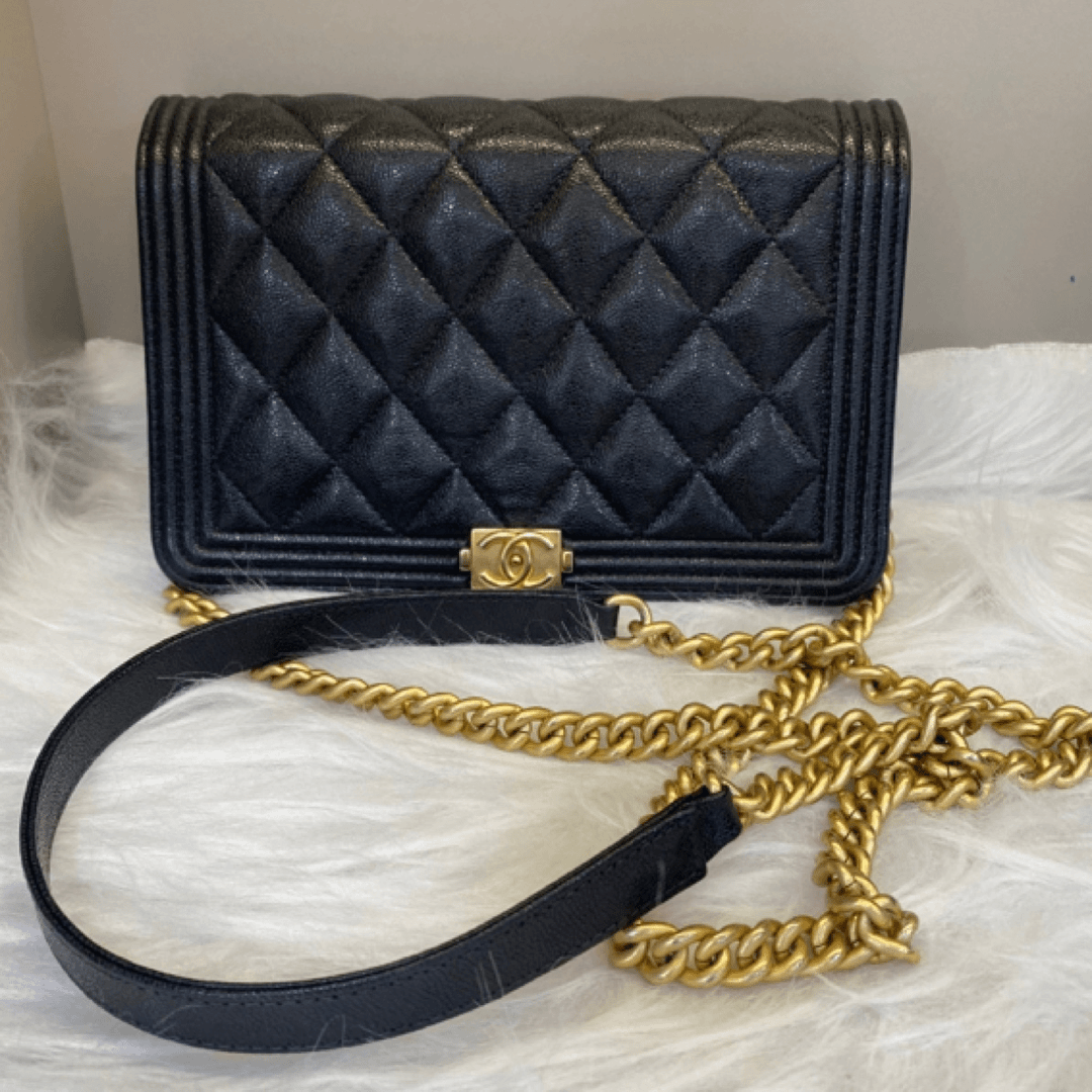99新 Chanel/香奈儿 Leboy发财Woc黑金|斜挎包经典荔枝纹