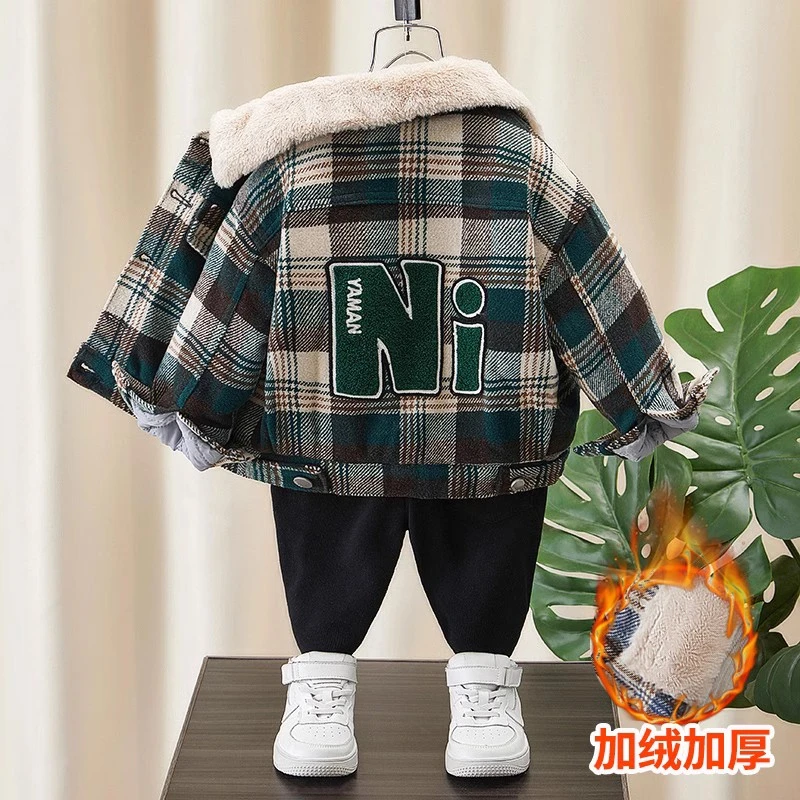 男童外套2023新款儿童加绒加厚衣服小童宝宝秋冬爆款童装