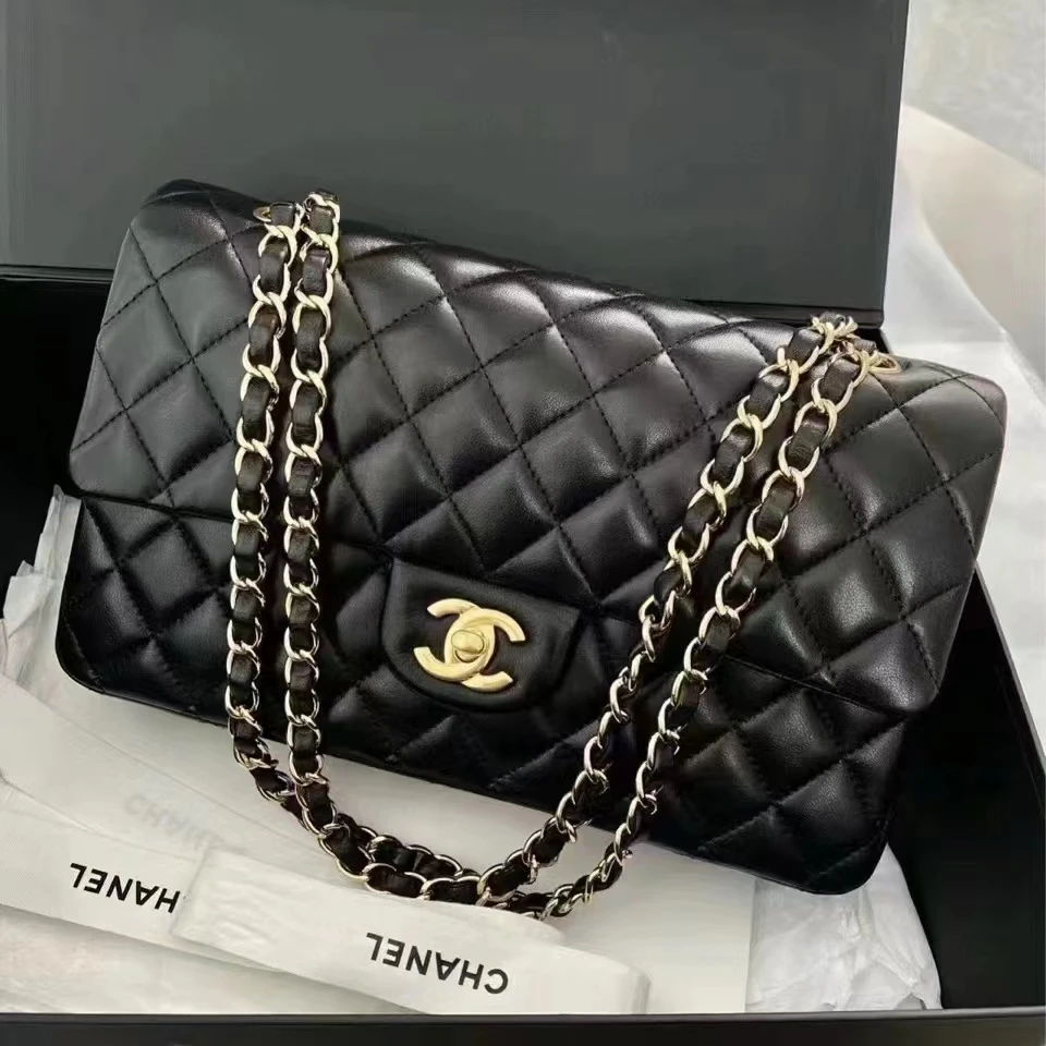 95新 Chanel/香奈儿 4020602/黑金cf/单肩斜挎包/10专属