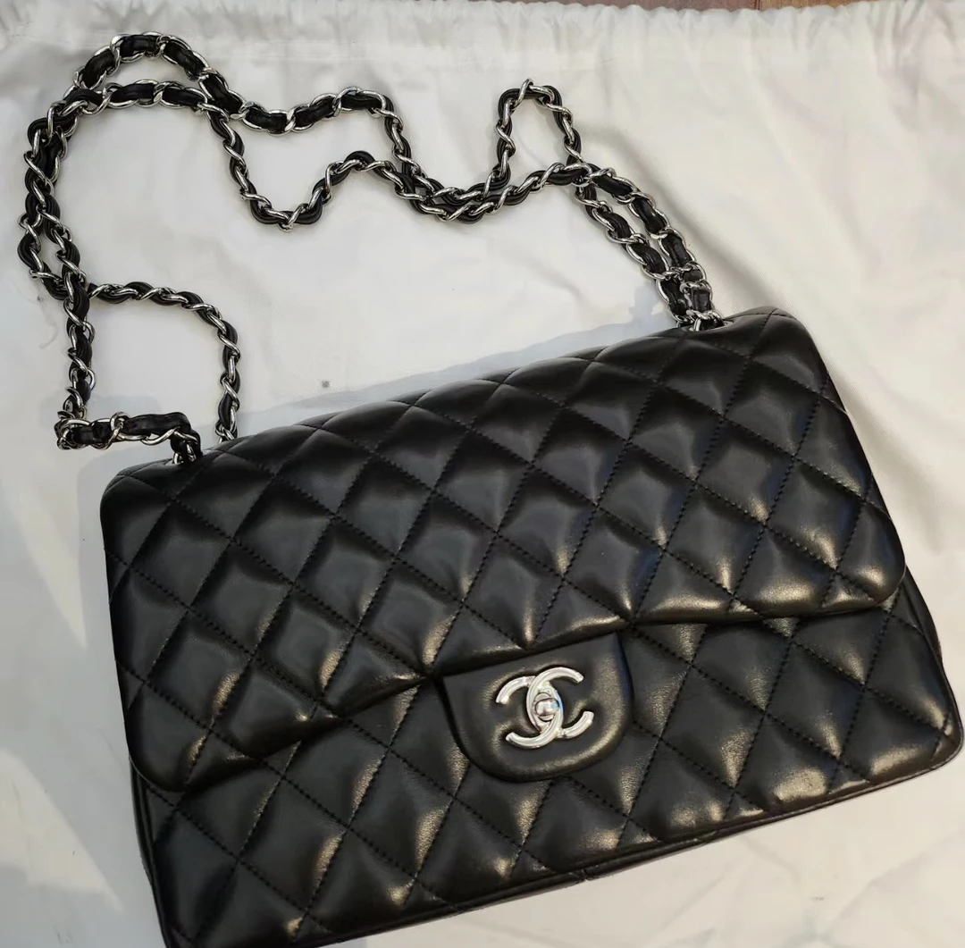 99新 Chanel/香奈儿 2213/黑银cf/单肩斜挎包/10专属