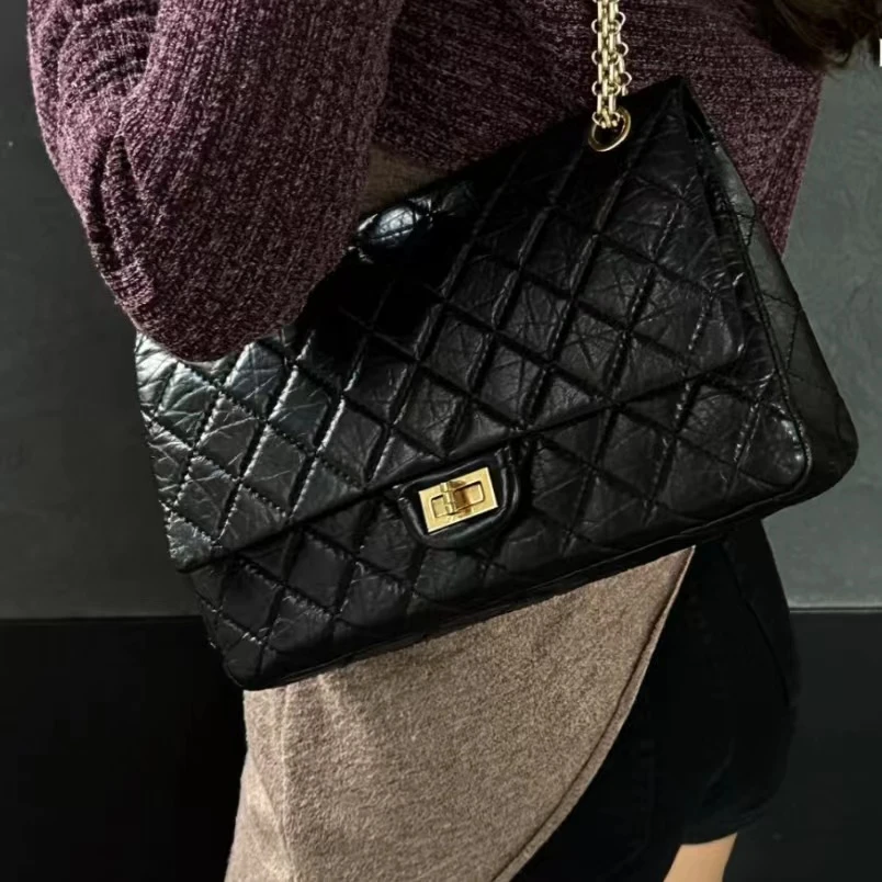 99新 Chanel/香奈儿 3112701/黑金2.55/单肩包/