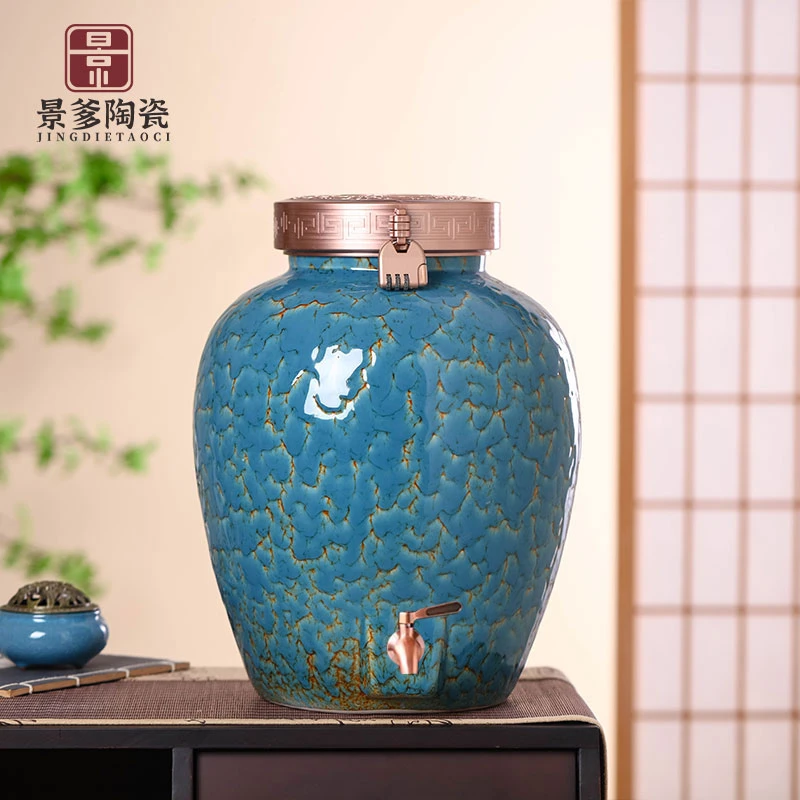 景德镇陶瓷酒坛子10/20/30/50斤装家用密封陶瓷泡酒缸陶瓷酒罐