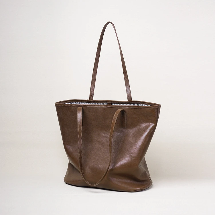 【闺宿】水晶植鞣头层牛皮真皮时尚大托特爆款百搭大水桶女包L2166