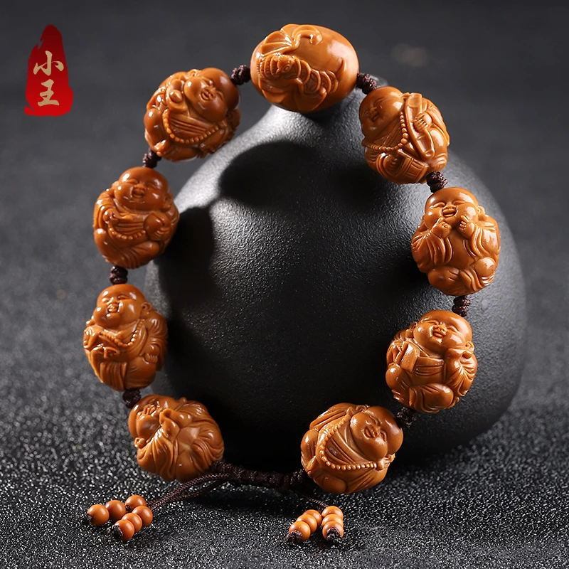 橄榄核核雕可爱弥勒小沙弥男女同款手串款
