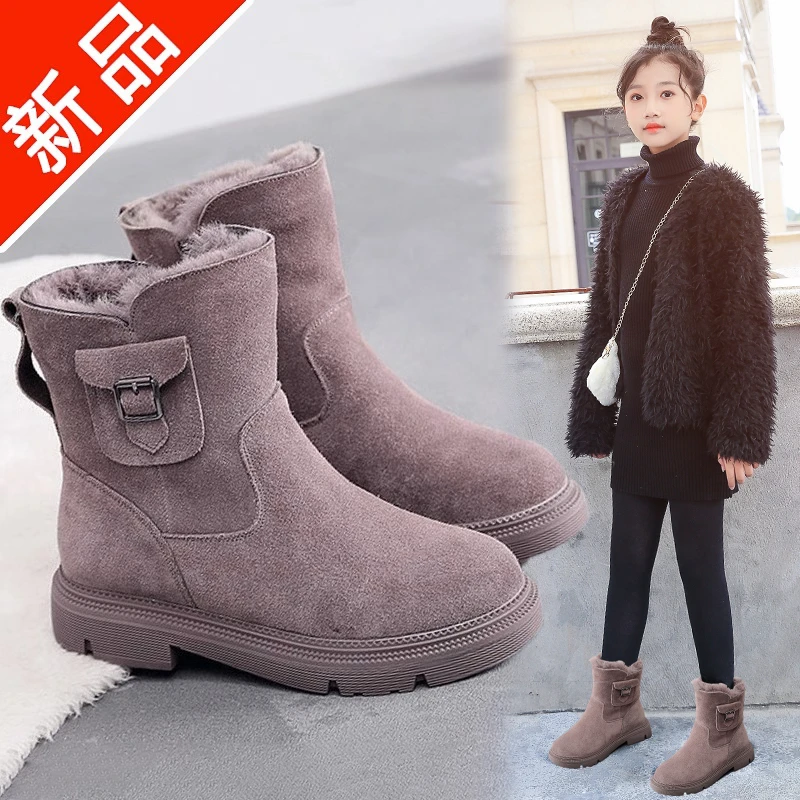 女童雪地靴2025冬季新款儿童棉靴加厚加绒中大童防水女童鞋子冬款