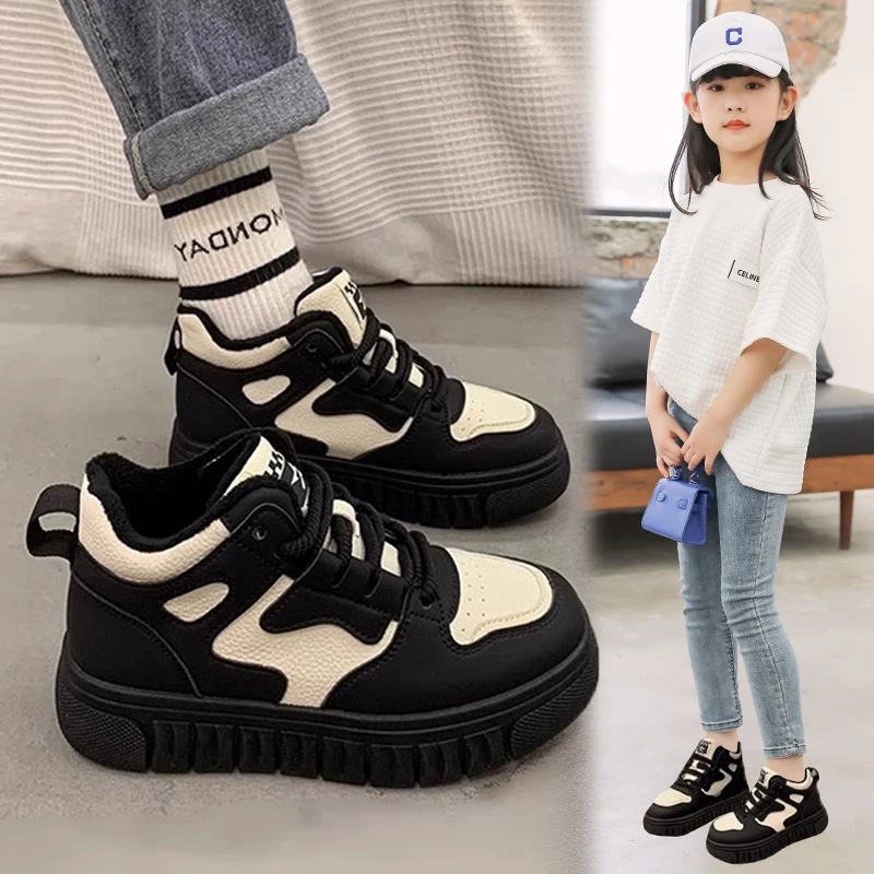 女童运动鞋2024新款儿童老爹鞋加绒二棉鞋高帮板鞋中大童女童鞋子