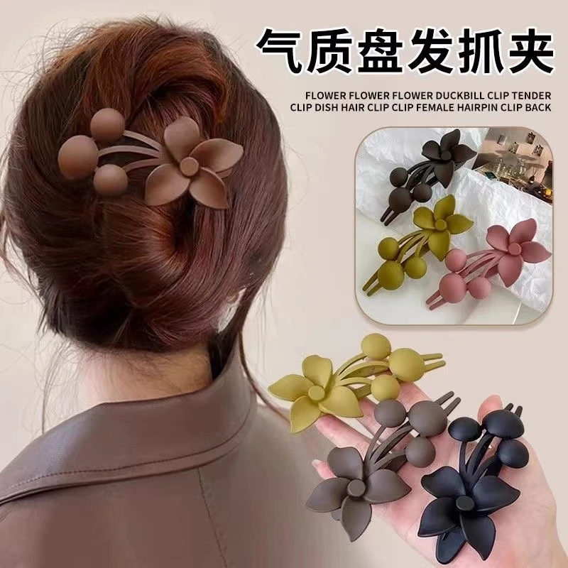 韩版盘头发抓夹女百搭磨砂质感女生后脑勺鸭嘴发卡夹2024网红发饰
