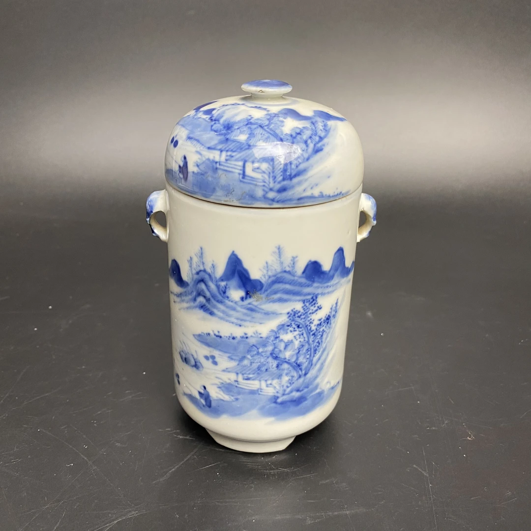 1A1028LOT024  清中期  青花山水参盅