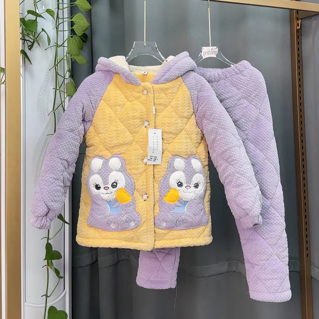 冬季97092]款儿童冬款女童长款加绒加厚三层夹棉保暖长款时尚套装