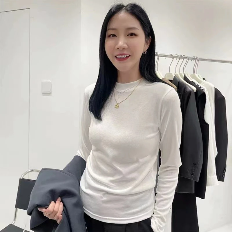 老板娘半高领打底衫秋冬加绒加厚婴儿绒长袖保暖百搭小立领上衣女