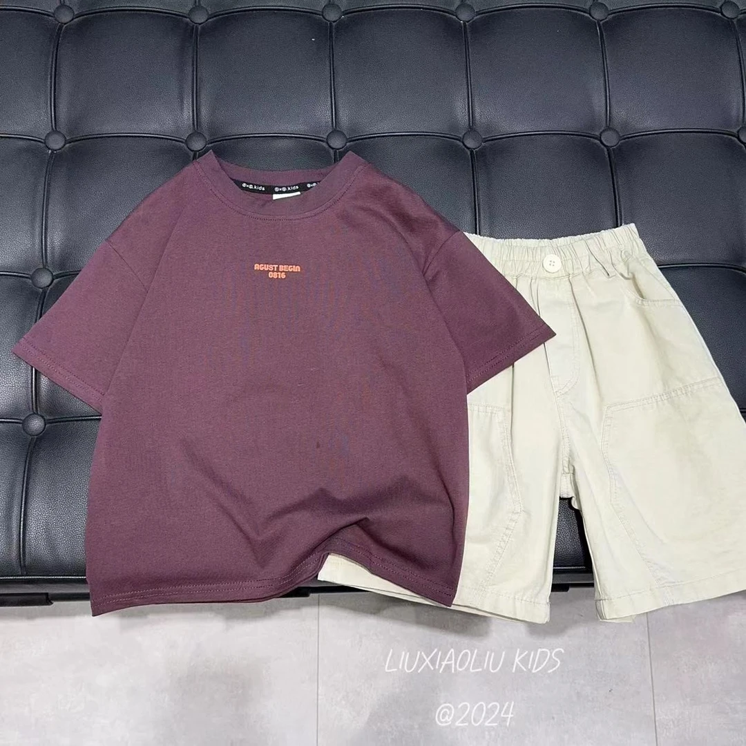 BY LIUXIAOLIU【紫薯】韩版潮流时尚夏季儿童短袖6779